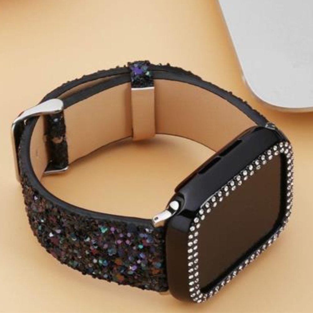 NEW Black Bling Apple Watch Band +Case